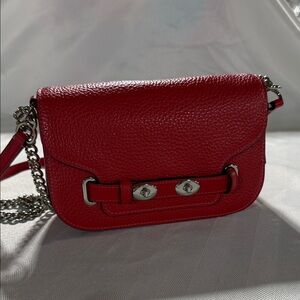Coach Red Leather Chain Shoulder Bag